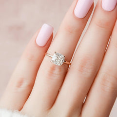 2.0CT Cushion Cut Hidden Halo Moissanite Engagement Ring