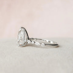 4.0CT Pear Cut Hidden Halo Moissanite Engagement Ring