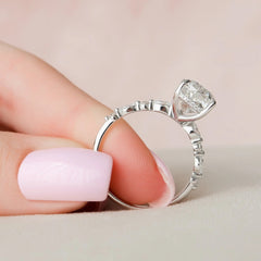 4.0CT Pear Cut Hidden Halo Moissanite Engagement Ring