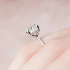 2.50CT Cushion Cut Hidden Halo Moissanite Engagement Ring