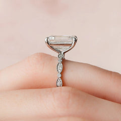 5.0CT Emerald Cut Art Deco Moissanite Engagement Ring
