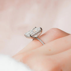 5.0CT Radiant Cut Hidden Halo Moissanite Two Tone Engagement Ring