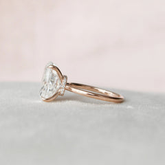 4.0CT Oval Cut Moissanite Hidden Halo Engagement Ring