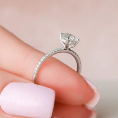 1.0CT Round Cut Lab Grown Diamond Pave With Hidden Halo Engagement Ring