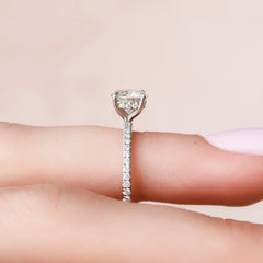 1.0CT Round Cut Lab Grown Diamond Pave With Hidden Halo Engagement Ring