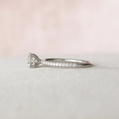 1.0CT Round Cut Lab Grown Diamond Pave With Hidden Halo Engagement Ring