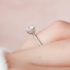 1.0CT Round Cut Lab Grown Diamond Pave With Hidden Halo Engagement Ring