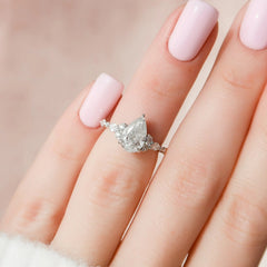 1.50CT Pear Cut Moissanite Diamond Cluster Engagement Ring
