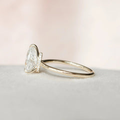 2.0CT Pear Cut Unique Hidden Halo Moissanite Diamond Engagement Ring