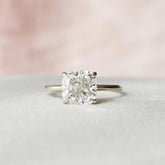 Cushion Cut Hidden Halo 3.50CT Lab-Grown Diamond Solitaire Engagement Ring