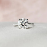 Round Cut Pave 3.50CT Lab-Grown Diamond Hidden Halo Engagement Ring