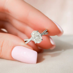 1.50CT Oval Cut Moissanite Split Shank Engagement Ring