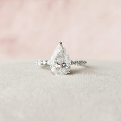 4.0CT Pear Cut Hidden Halo Moissanite Engagement Ring