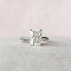 4.0CT Radiant Cut Hidden Halo Moissanite Diamond Solitaire Engagement Ring