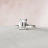 Emerald Cut Hidden Halo 2.50CT Lab-Grown Diamond Pave Engagement Ring