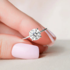 2.0CT Round Cut Hidden Halo Moissanite Solitaire Engagement Ring