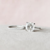 2.50CT Cushion Cut Moissanite Hidden Halo Bridal Engagement Ring Set