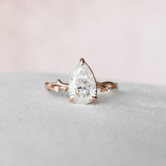 2.0CT Pear Cut Nature Inspired Moissanite Engagement Ring