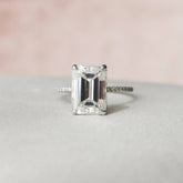 Emerald Cut Hidden Halo 5.0CT Pave Lab-Grown Diamond Engagement Ring