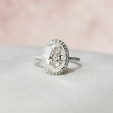 Oval Cut Halo 2.50CT Lab-Grown Diamond Pave Engagement Ring