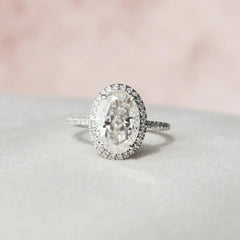 2.50CT Oval Cut Halo Moissanite Diamond Pave Engagement Ring