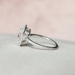 2.50CT Oval Cut Halo Moissanite Diamond Pave Engagement Ring