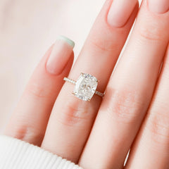 4.50CT Elongated Cushion Cut Moissanite Hidden Halo Engagement Ring