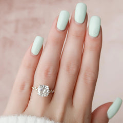 4.0CT Cushion Cut Moissanite Hidden Halo Cluster Engagement Ring