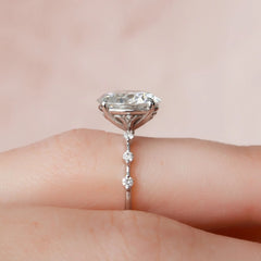 4.0CT Round Brilliant Cut Lab Grown Diamond Engagement Ring – 14K Yellow Gold Petite Pavé Four Prong