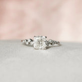 Cushion Cut 1.50CT Lab-Grown Diamond Cluster Engagement Gold Ring
