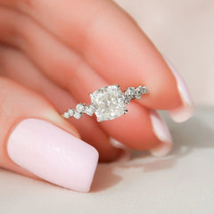 1.50CT Cushion Cut Moissanite Diamond Cluster Engagement Ring