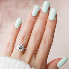 3.50CT Round Cut Moissanite Hidden Halo Engagement Ring