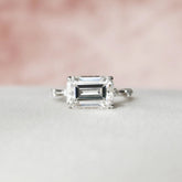 Emerald Cut East-West Pave 3.0CT Lab-Grown Diamond Engagement Ring