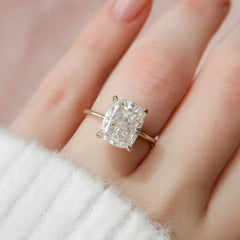 4.50CT Elongated Cushion Cut Moissanite Hidden Halo Engagement Ring