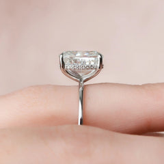 6.0CT Elongated Cushion Cut Hidden Halo Moissanite Solitaire Engagement Ring