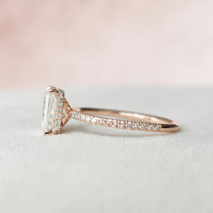 2.0CT Radiant Cut Hidden Halo Moissanite Diamond Pave Engagement Ring