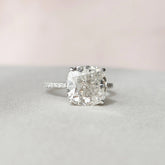Women Cushion Cut 4.50CT Hidden Halo Lab-Grown Pave Engagement Ring