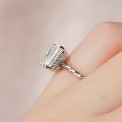 2.50CT Radiant Cut Moissanite Hidden Halo Engagement Ring
