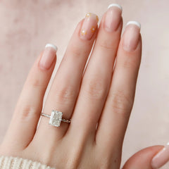 2.50CT Radiant Cut Moissanite Hidden Halo Engagement Ring