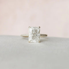 3.50CT Radiant Cut Hidden Halo Moissanite Engagement Ring
