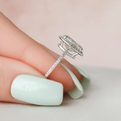 2.50CT Oval Cut Halo Moissanite Diamond Pave Engagement Ring
