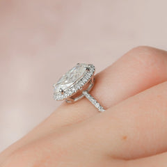 2.50CT Oval Cut Halo Moissanite Diamond Pave Engagement Ring