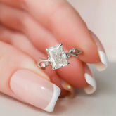 2.0CT Radiant Cut Nature Inspired Twisted Moissanite Engagement Ring