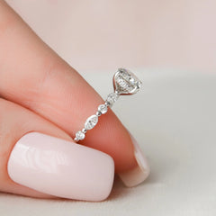 1.0CT Round Cut Lab Grown Diamond Hidden Halo with Pave Set Engagement Ring 14K Yellow Gold