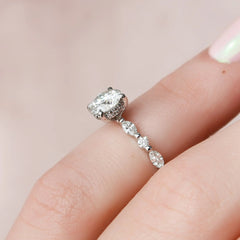 1.0CT Round Cut Lab Grown Diamond Hidden Halo with Pave Set Engagement Ring 14K Yellow Gold