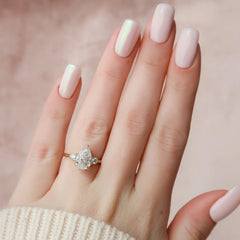 2.0CT Pear Cut Three Stone Moissanite Engagement Ring