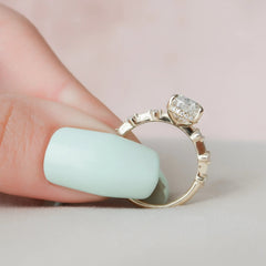 2.0CT Pear Cut Hidden Halo Moissanite Solitaire Engagement Ring