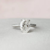 Oval Cut Three Side Row Pave 3.0CT Hidden Halo Lab-Grown Engagement Ring
