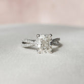 Cushion Cut Split Shank 2CT Twisted Lab-Grown Diamond Engagement Ring
