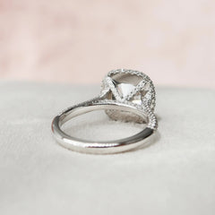 4.0CT Cushion Cut Cathedral Halo Moissanite Engagement Ring